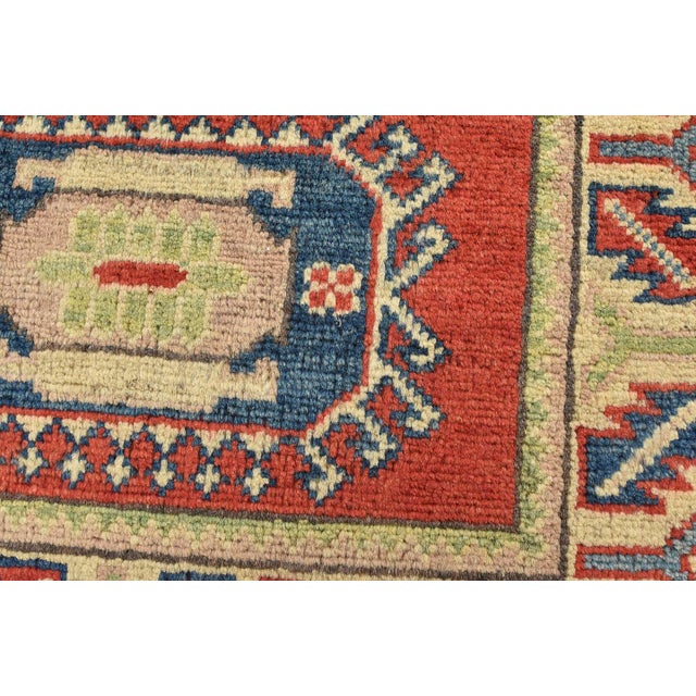 Kazak Rug 2’1” X 3′ Red Wool Tribal Hand-Knotted Oriental Carpet For Sale - Image 4 of 9