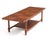 A Mid century American coffee table with a walnut checkerboard top and brass capped feet. This table is after the smaller...