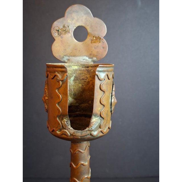Antique Flemish Brass Snotneus Oil Lamp Ornate Copper Lion Mask Fat Light 19thC For Sale - Image 13 of 18