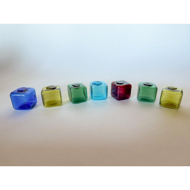 1950s Small Cube Shaped Japanese Glass Fishing Floats, Set of 7 For Sale - Image 4 of 8