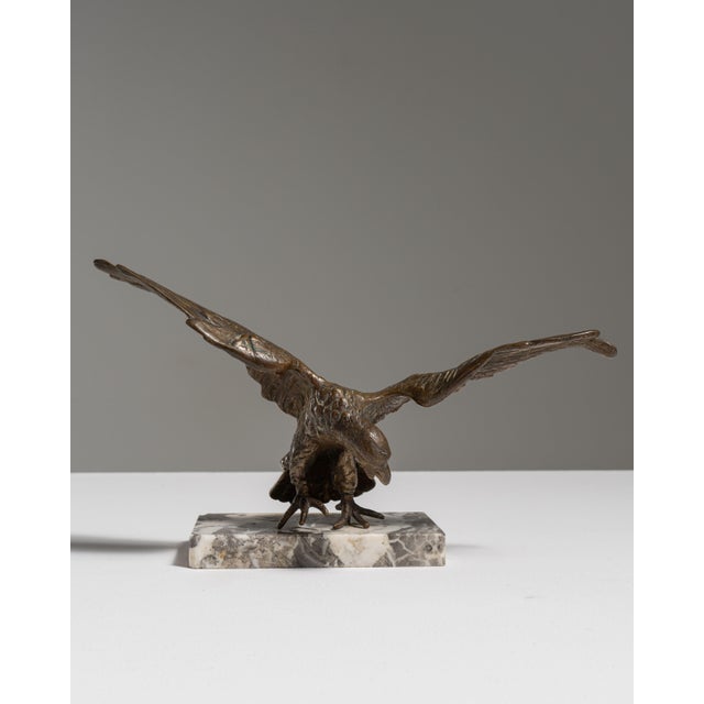 1900s French Bronze Eagle Sculpture on Marble Base For Sale - Image 15 of 15
