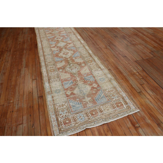 Terracotta Persian Antique Runner - 3' x 14'3" For Sale In New York - Image 6 of 18