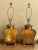 Nice, matching pair of brass urn lamps, Asian inspired in the manner of Frederick Cooper