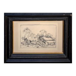 Toiler's House Drawing, American Impressionist, 1940s, Framed, 12x18" by George Demont Otis