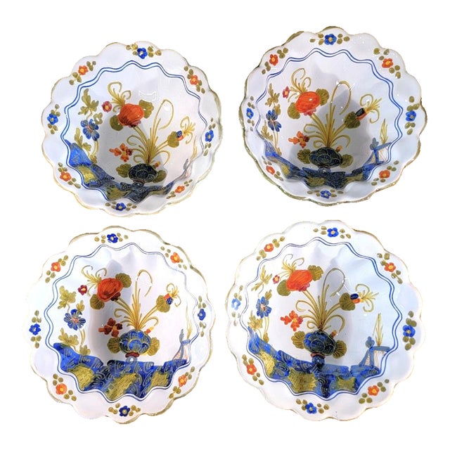 Vintage Amm Faenza Garofano Cereal Bowls - Set of 8 - Hand-Painted Italian Majolica For Sale
