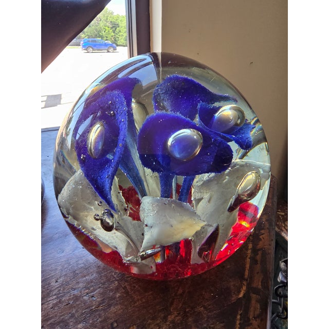 Antique Patriotic Red White and Blue Glass Door Stop For Sale - Image 12 of 12