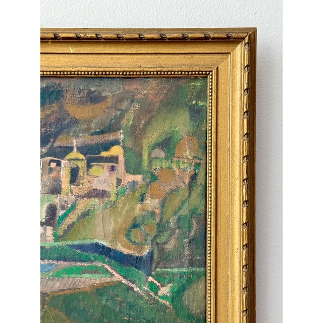 Mid-Century Dreamlike Amalfi Coast Townscape by Italian Modernist Giuseppe Di Lieto For Sale - Image 4 of 12