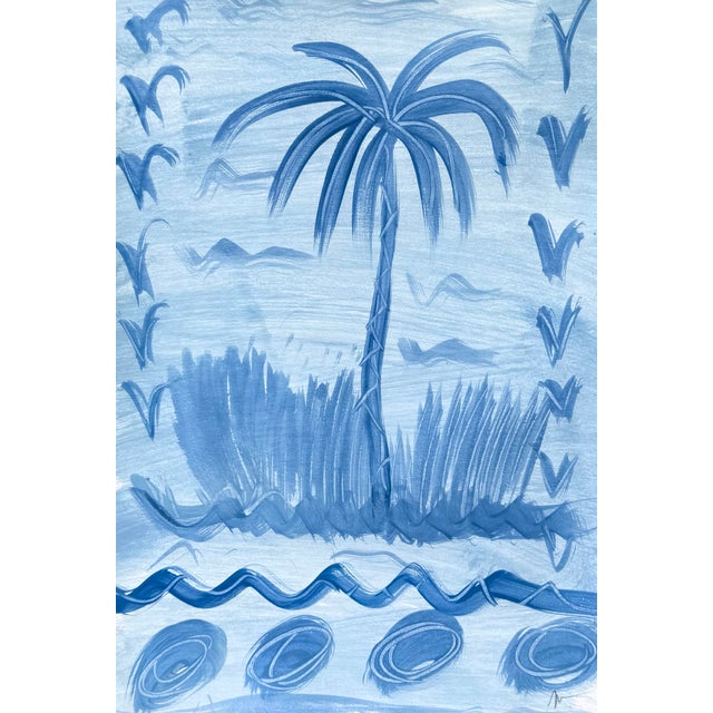 Abstract original palm tree painting unframed on watercolor paper measuring 8 inches x 11.5 inches. By Charleston based...