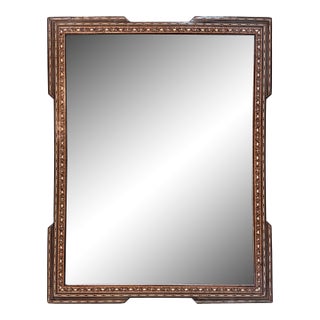 Early 20th Century Marquetry Wood Inlaid Mirror For Sale