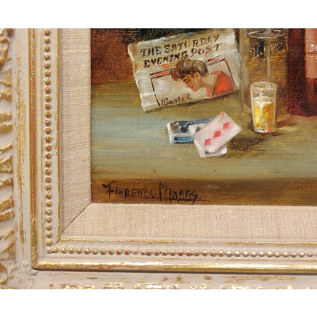 Textile F. Markey-Still Life W/ Cigar,Newspaper,Bourbon & Soda-Oil Painting For Sale - Image 7 of 10
