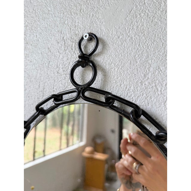 Oval Brutalist Chain Mirror, 1950 For Sale - Image 12 of 18