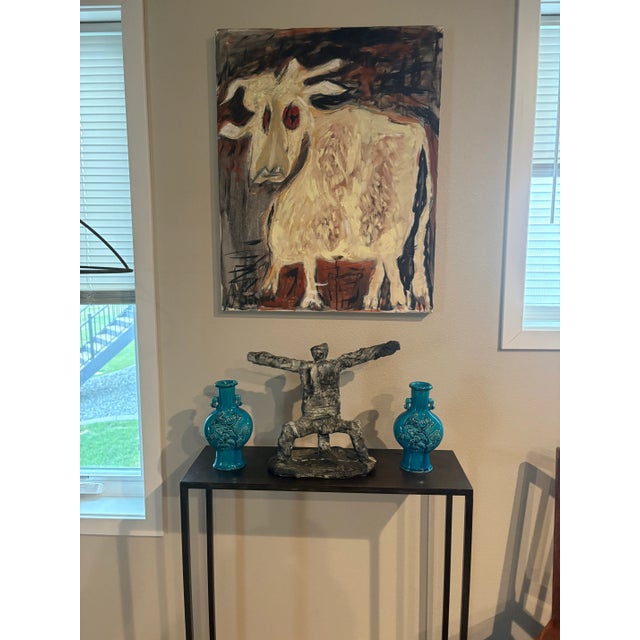 Fine Vintage Pair of Chinese Turquoise Glazed Vases, 8.5” High Each, From Christie’s Auction House For Sale - Image 9 of 10