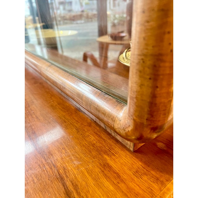 Beige German Art Deco Sculptural Burl Walnut Credenza with Vitrine and Marble Serving Slide, 1932 For Sale - Image 8 of 15