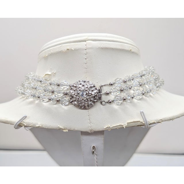 Mid-Century Modern Vintage 1950s Signed Napier 3-Strand Glass Beaded Necklace For Sale - Image 3 of 8