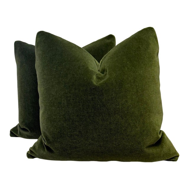Opuzen "Nevada Mohair" in Loden 22" Pillows-a Pair For Sale