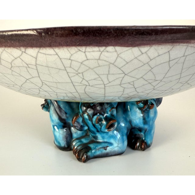 Bauhaus Sculptural Footed Bowl by Christian Heißer for Karlsruhe Majolica, 1935 For Sale - Image 3 of 9