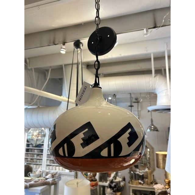 Vintage Ceramic Pendant Pendant With Southwest Design For Sale - Image 4 of 10