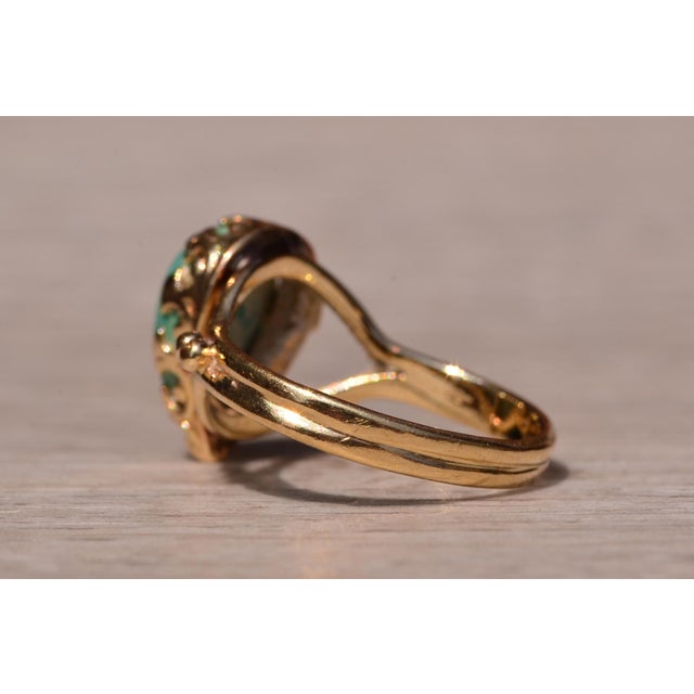 The Sandpiper Lane: Vintage Mid Century Yellow Gold Turquoise Ring For Sale In Philadelphia - Image 6 of 11
