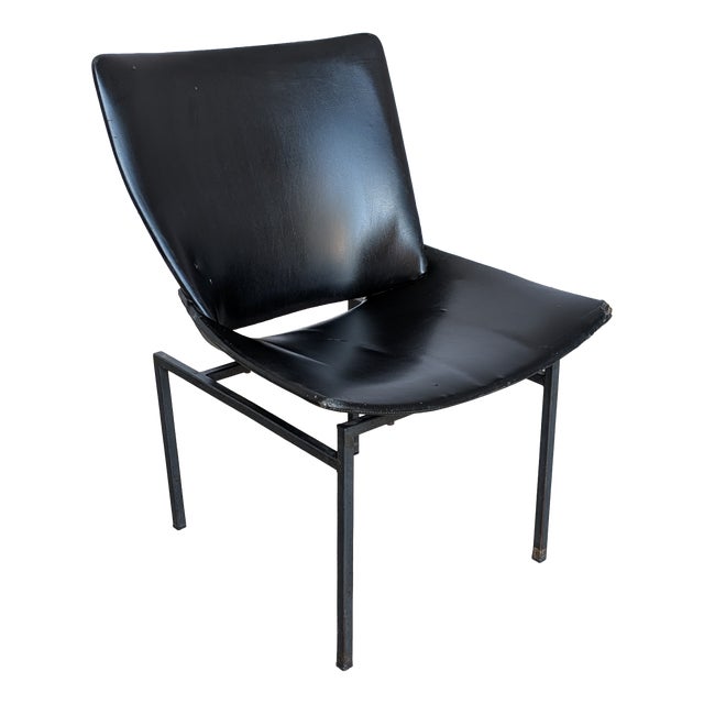 Vintage Lupina Shell Chair in Black Leather by Niko Kralj for Stol Kamnik, 1970s For Sale