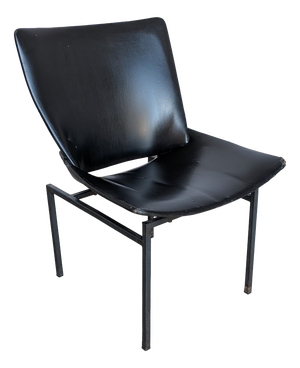 Vintage Lupina Shell Chair in Black Leather by Niko Kralj for Stol Kamnik, 1970s