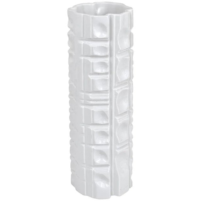 White Relief Op Art Porcelain Vase attributed to Rosenthal, Germany, 1960s For Sale - Image 11 of 11