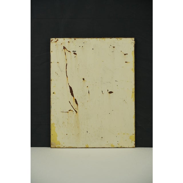 Metal Mid 20th Century Reclaimed Tan Steel Medicine Cabinet Door Beveled Wall Mirror For Sale - Image 7 of 8