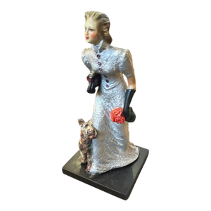 1940s Italian Ceramic Figurine by Mollica, Woman With Fox Terrier