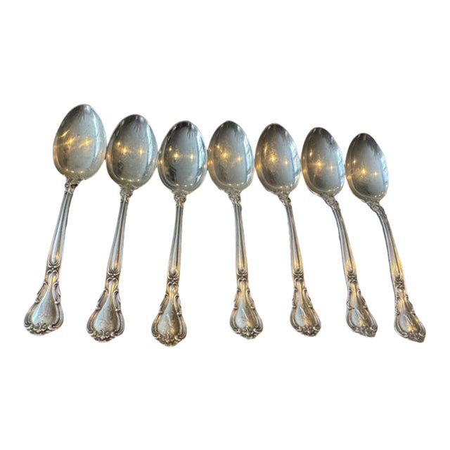 Antique Gorham "Chantilly" Sterling Silver Teaspoons. Monogram "N". 5 7/8" Long. 7 Available. For Sale