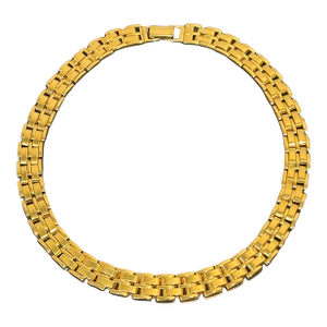 Vintage Napier Gold-Tone Bismarck Link Choker Necklace | Signed Designer Statement Collar, 17” | 1980s Classic Jewelry