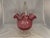 Glass 19th Century Victorian Cranberry Glass Basket: Ruffled Edge, Clear Handle, 13" Tall For Sale - Image 7 of 10