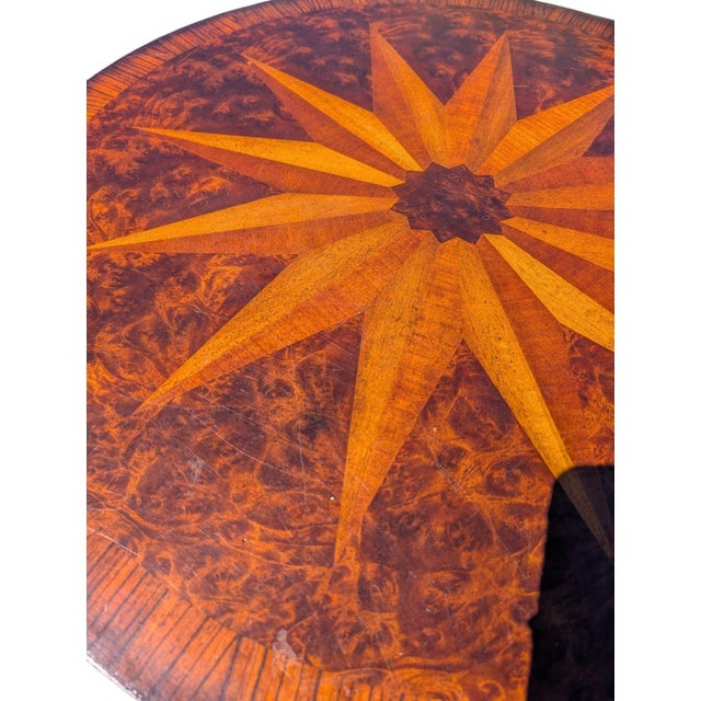 Uttermost Vintage Uttermost 28-Inch Round Compass Star Inlaid Wood Bistro Table For Sale - Image 4 of 11