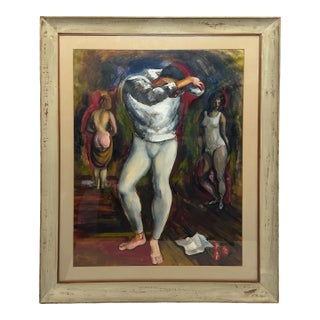 Back Stage, Original Gouache Painting by Robert H. Kennicott, Los Angeles, C. 1936, Framed For Sale