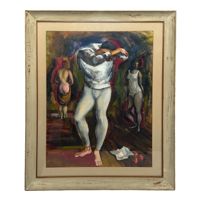 Back Stage, Original Gouache Painting by Robert H. Kennicott, Los Angeles, C. 1936, Framed For Sale