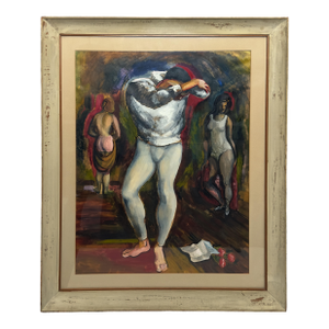 Back Stage, Original Gouache Painting by Robert H. Kennicott, Los Angeles, C. 1936, Framed