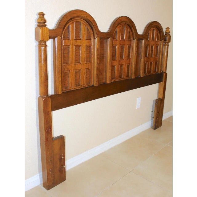 American Vintage 1960s Midcentury Walnut Twin Size Headboard - Retro Bedroom Decor For Sale - Image 3 of 8