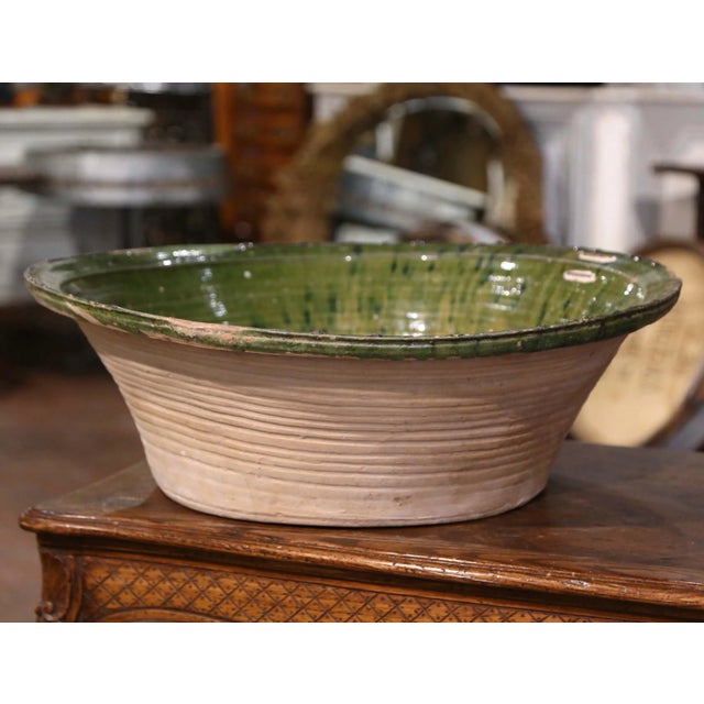 18th Century French Green Glazed Terracotta "Tian" Bowl From Provence For Sale - Image 9 of 9