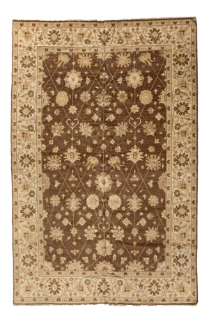 Late 20th Century Brown Ivory Egyptian Rug Persian Sultanabad Design Small Area Rug