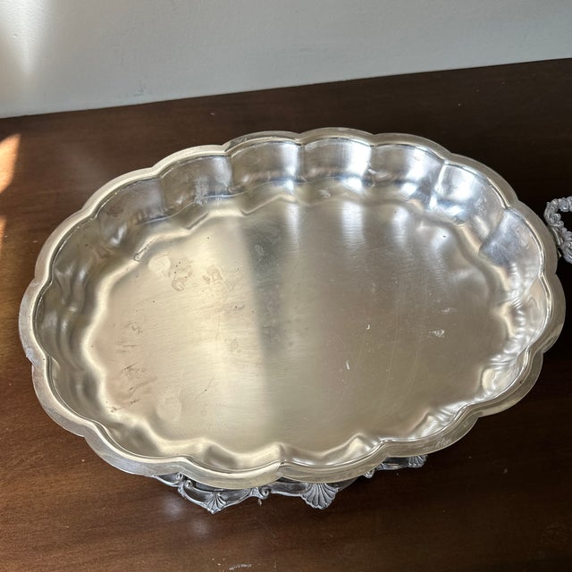 Victorian Late 19th Century Large Silver Plate Covered Chafing Dish Stand Sheridan Continental Party For Sale - Image 3 of 7