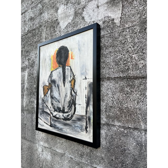 Mid-Century Modern Mid Century Modern "Kristina" Wall Art Painting After Christian Bjorn Larse, Framed and Signed by the Artist For Sale - Image 3 of 10
