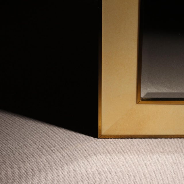 Mid-Century Modern Lacquered Goatskin Parchment Wall Mirror by Aldo Tura, 1970s For Sale - Image 3 of 11