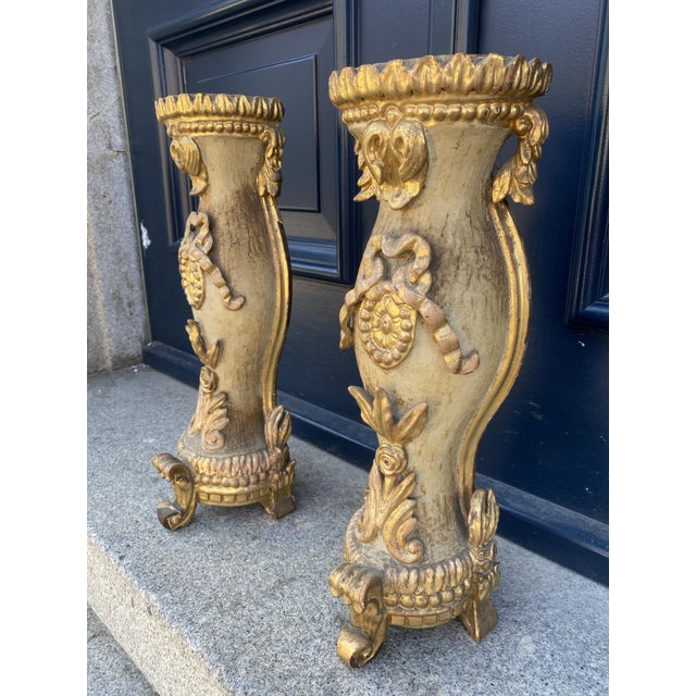 Wood 19th Century Ornaments in Chestnut, Set of 2 For Sale - Image 7 of 18
