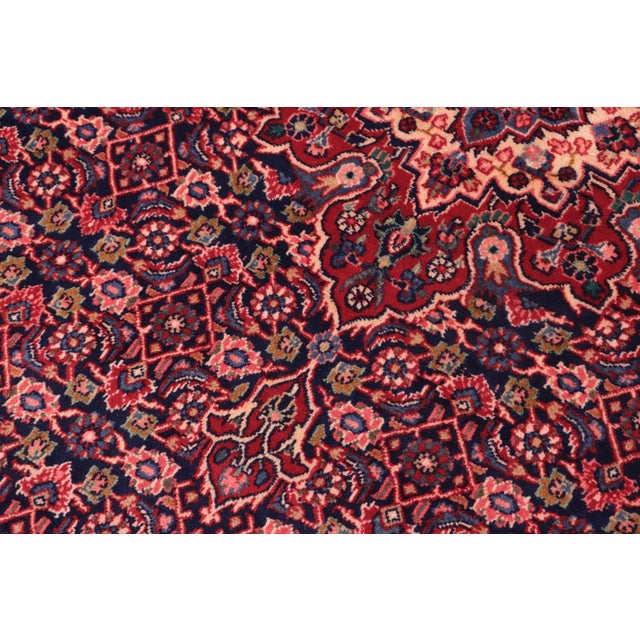 Traditional Vintage Hand-Knotted Wool Rug – 6.11 X 10.1 Ft – Blue & Red All-Over Floral Design For Sale - Image 3 of 8