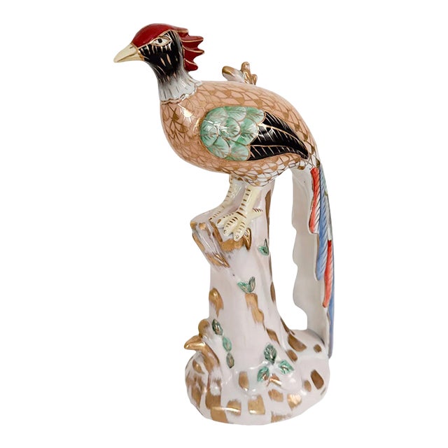 Vintage Japanese Showa 1940 Kutani Pheasant Figurine For Sale