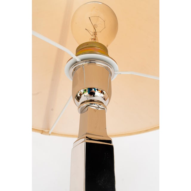Nickel Table Lamp with Fabric Shade Vienna, Austria, 1920s For Sale - Image 14 of 18