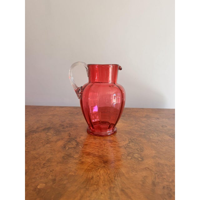 Antique Victorian Cranberry Glass Jug, 1860 For Sale - Image 6 of 6