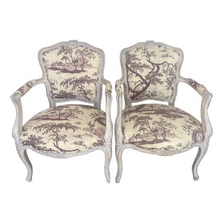 Pair French Painted Cane Chairs For Sale