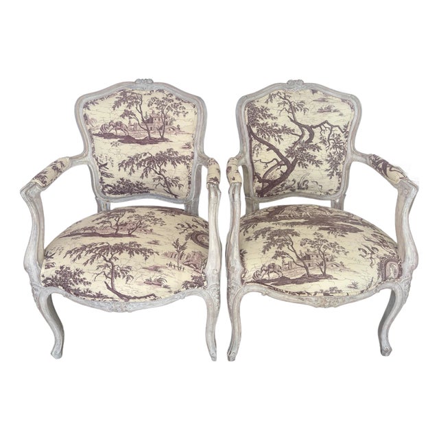 Pair French Painted Cane Chairs For Sale