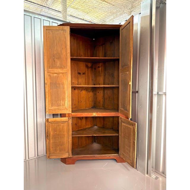 Antique American Primitive Painted Two-Tone Corner Cupboard, Virginia For Sale - Image 4 of 10