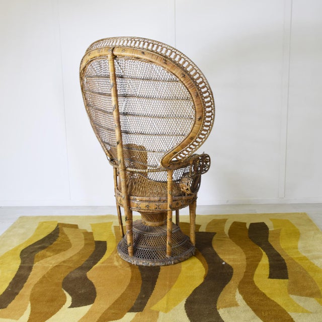 1970s Peacock Chair in Rattan and Wicker, 1974 For Sale - Image 5 of 7