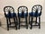 1970s Vintage Rattan Counter Stools Trio Blue Seats Fan Back For Sale - Image 12 of 12